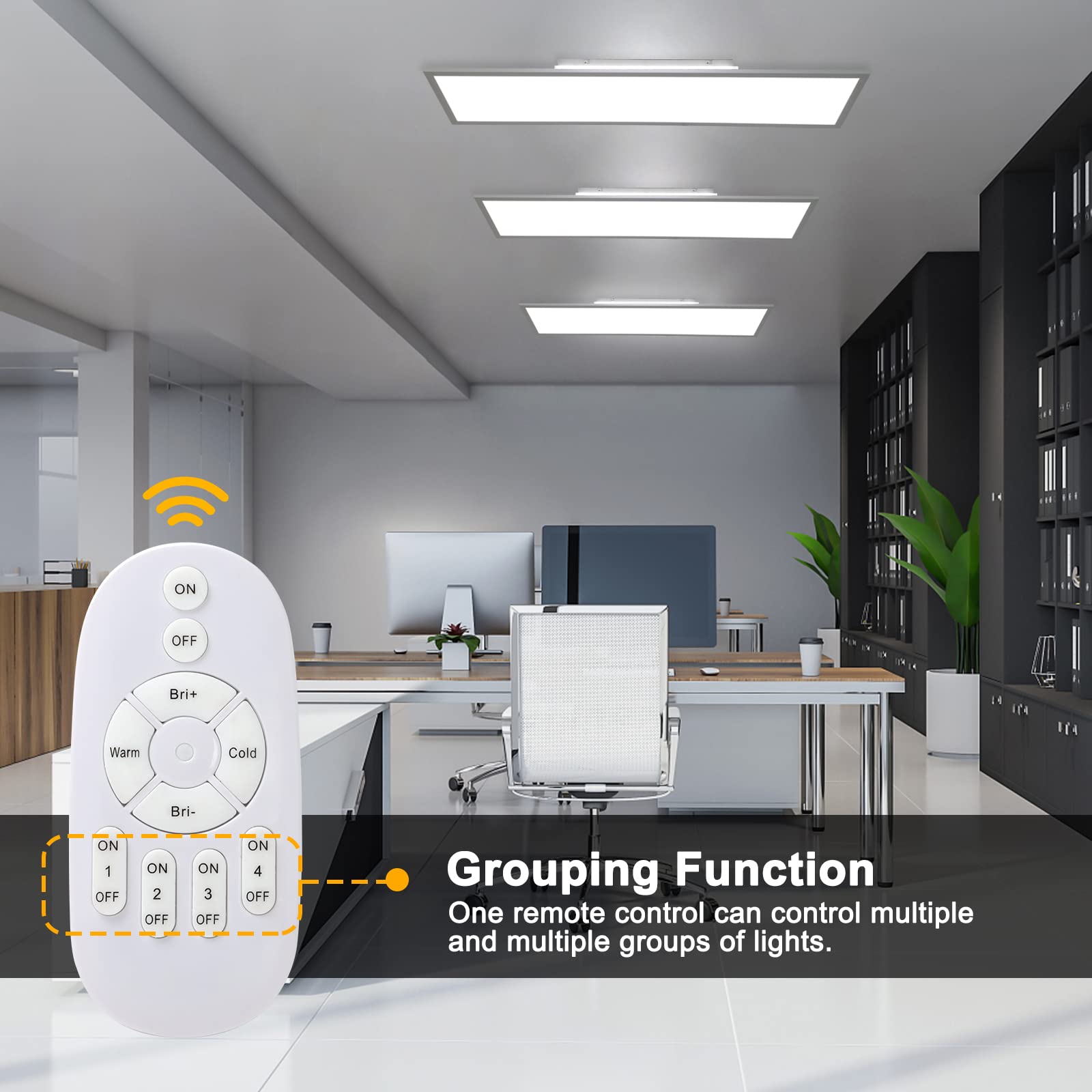 Alampia Dimbare led-plafondlamp, 120 x 30 cm, met afstandsbediening, 40 W, plafondlamp met geheugenfunctie, hoge helderheid, 2700 K-6500 K, natuurlijk warm/koudwit licht voor kantoor, werkplaats