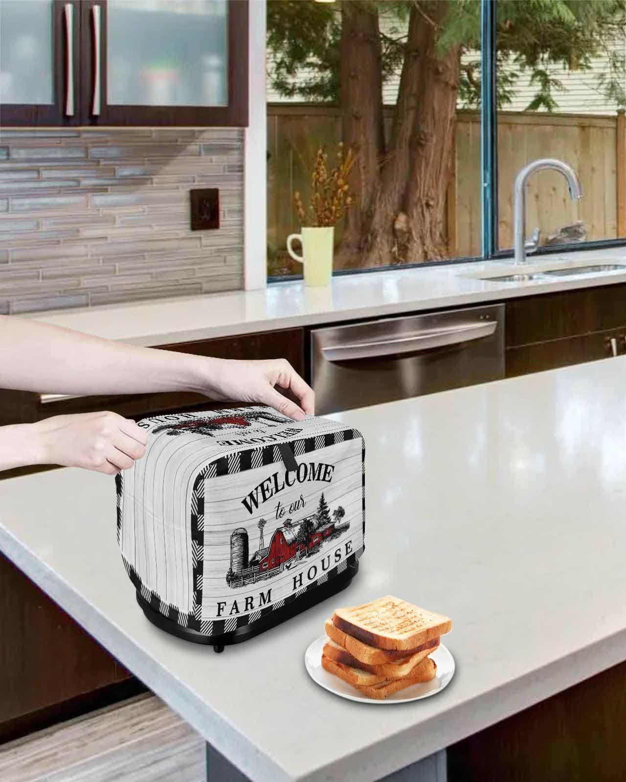 Toaster Cover 2 Slice - Black & White Checkered -4 Toaster Cover 2 Slice - Black & White Checkered -4