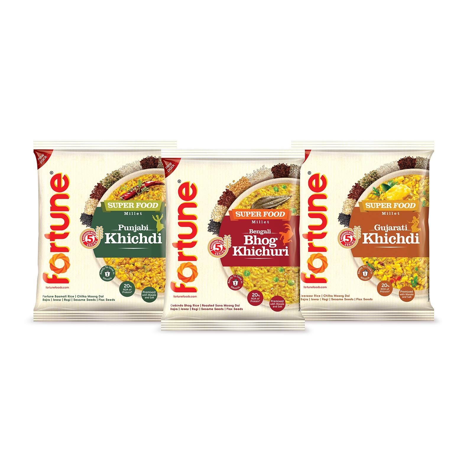 Fortune Superfood Khichdi 180g Mini Combo (Bengali, Gujarati, Punjabi khichdi 60gm Each)