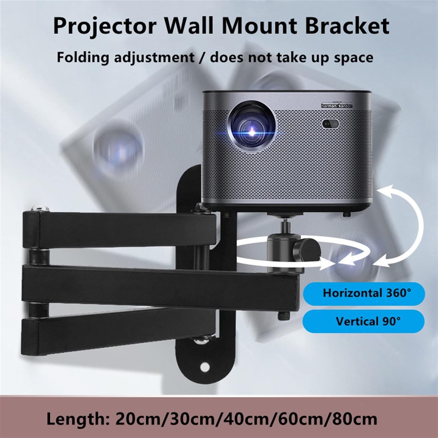 Projector Mount Universal Projector Wall Mount Bracket Full Motion 360 Rotate With Plate Flexible Arm Foldable Bracket Projector Stand (Color : Total Length 20cm)
