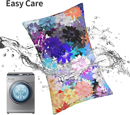 Miniatura 6 de BELSAV Hermosa funda de almohada de flores de 20 x 30 pulgadas, diseño estampado de Halloween, funda de almohada decorativa para interiores y