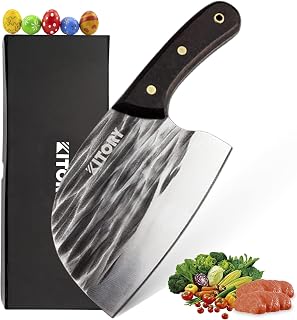Kitory Serbian Chef's Knife Forged Vegetable Meat Cleaver Handmade Butcher Knife, Full-Tang Structure Chopper Wengewood Handle Chinese Chef's Knife, for Cutting Meat Vegetable, Fruit with Gift Box