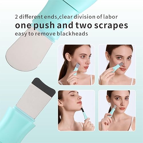 Miniatura 5 de Herramienta removedor de puntos negros, limpiador facial de silicona, raspador de nariz 2 en 1 para limpieza profunda, espátula facial, removedor de
