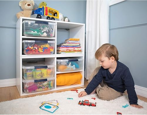 Miniatura 9 de Rubbermaid Cleverstore - Paquete de 6 recipientes de plástico apilables transparentes de 41 cuartos de galón con tapas transparentes de cierre