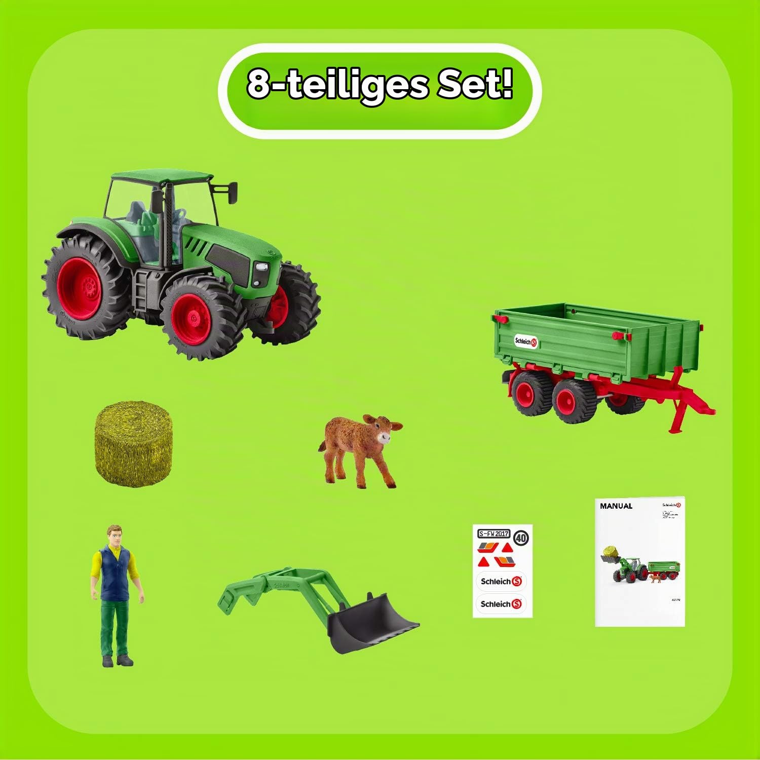 Schleich 42379n Spielset Traktor mit Anhänger