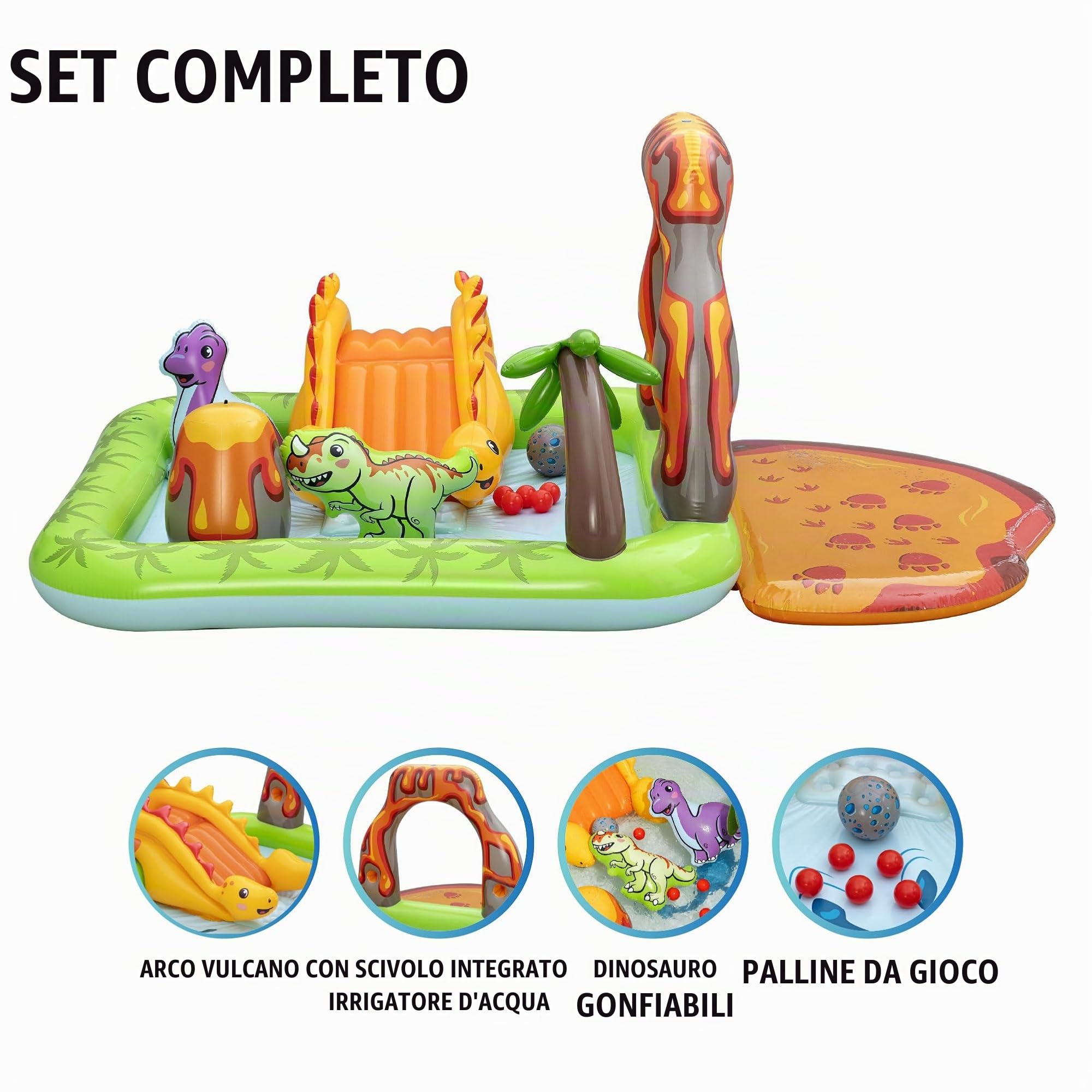 Bestway Playcenter gonfiabile Volcano Springs con piscinetta - 2,62 m x 1,88 m x 1,02 m