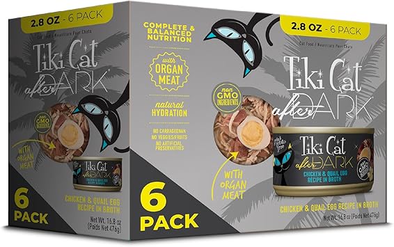 Tiki Cat After Dark Whole Foods Chicken & Quail Egg, 2.8 oz. Can 6 Count