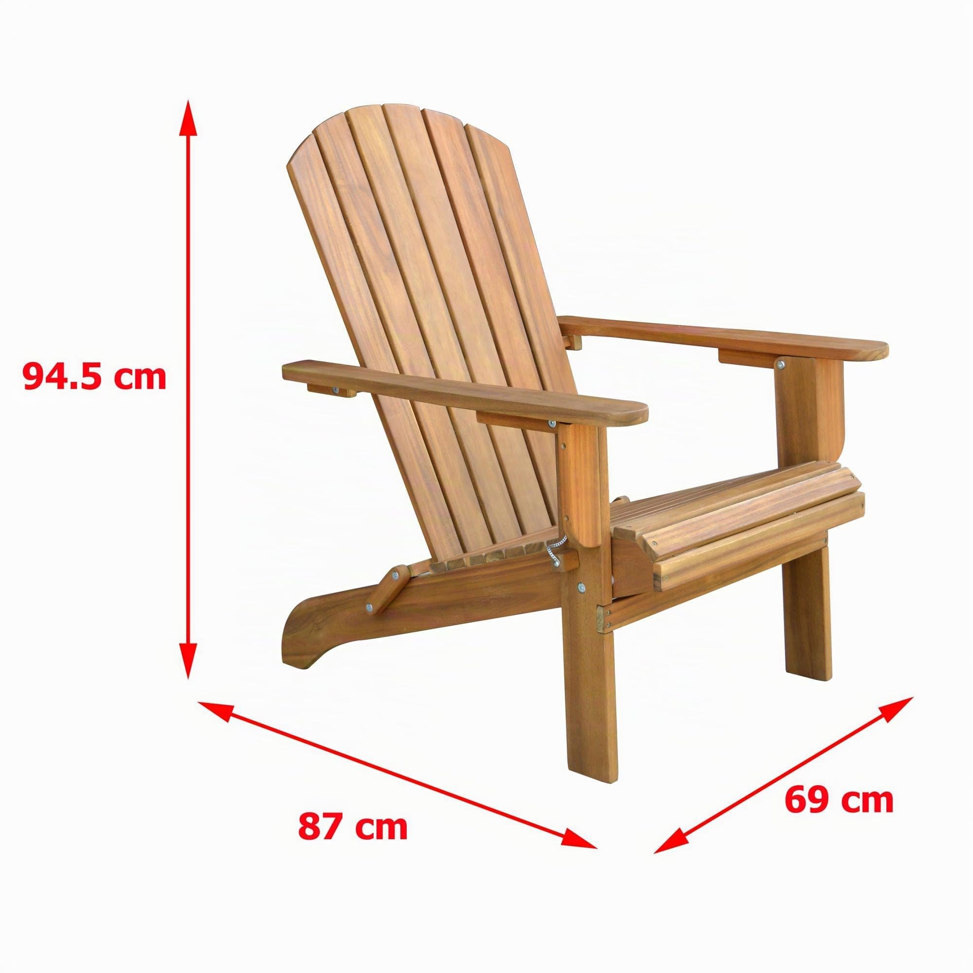 Klappbarer Liegestuhl Adirondack aus Akazie, ca. 84 x 69 x 93 cm - Braun