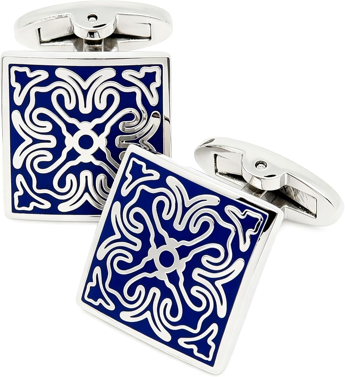 Gemelos cuadrados vintage de cloisonne para hombre mujer con estuche de regalo