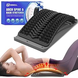 MINOLL Back Stretcher for Lower Back Pain Relief, 4 Level Adjustable Arch Lumbar Back Cracker Board, Back Cracking Device, Back Massager for Scoliosis, Spine Decompression Support - Grey