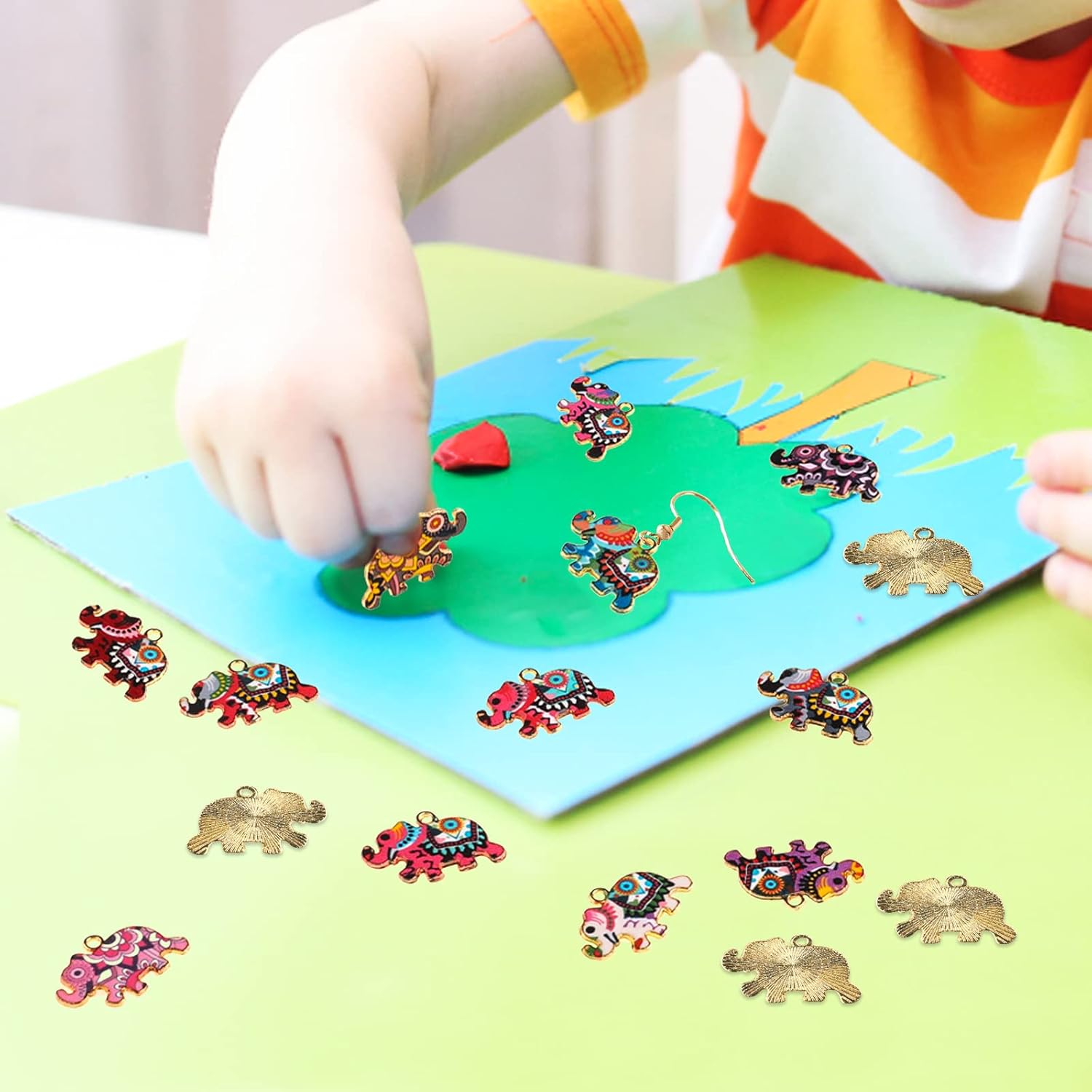 QXUJI 18PCS Elephant Charms for Jewelry Making, Mixed Elephant Metal Enamel Pendant Charms, for Necklace Earring Bracelet DIY Jewelry Making Accessories - Image 7