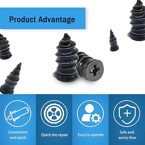 Miniatura 4 de 60 clavos de goma duraderos para reparación de neumáticos, uñas de tornillo de goma antideslizantes para reparación de pinchazos de neumáticos,