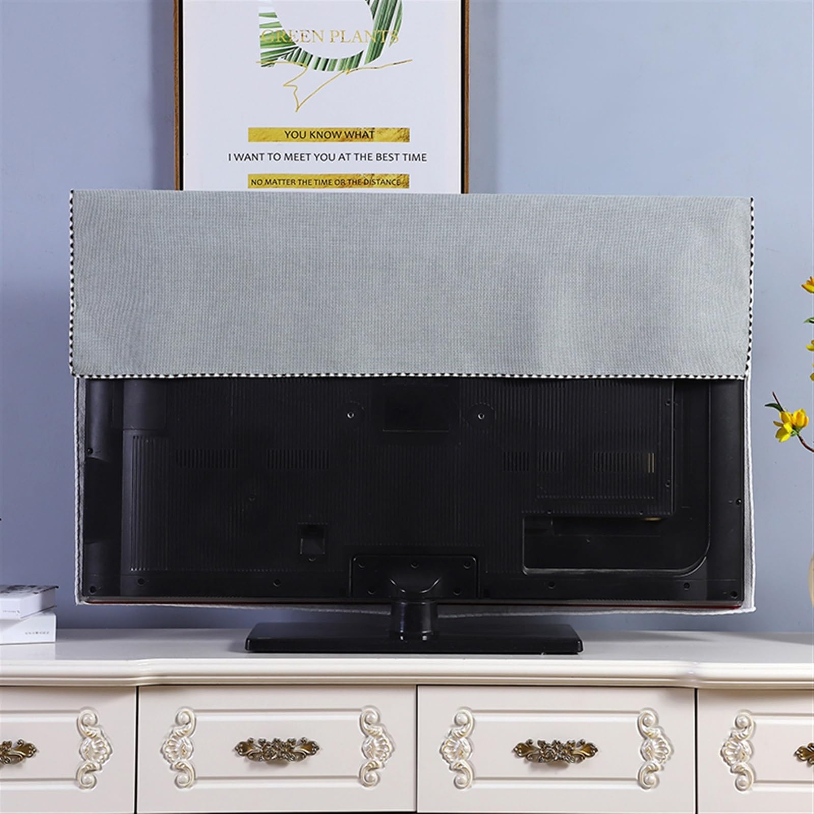 Dust-proof Pokrowiec Na Telewizor Do Sypialni Uniwersalna Osłona Przeciwpyłowa Do Telewizora Przeciwpyłowego Ochraniacz Na Telewizor LED(Gray,75 INCHES_DEER)