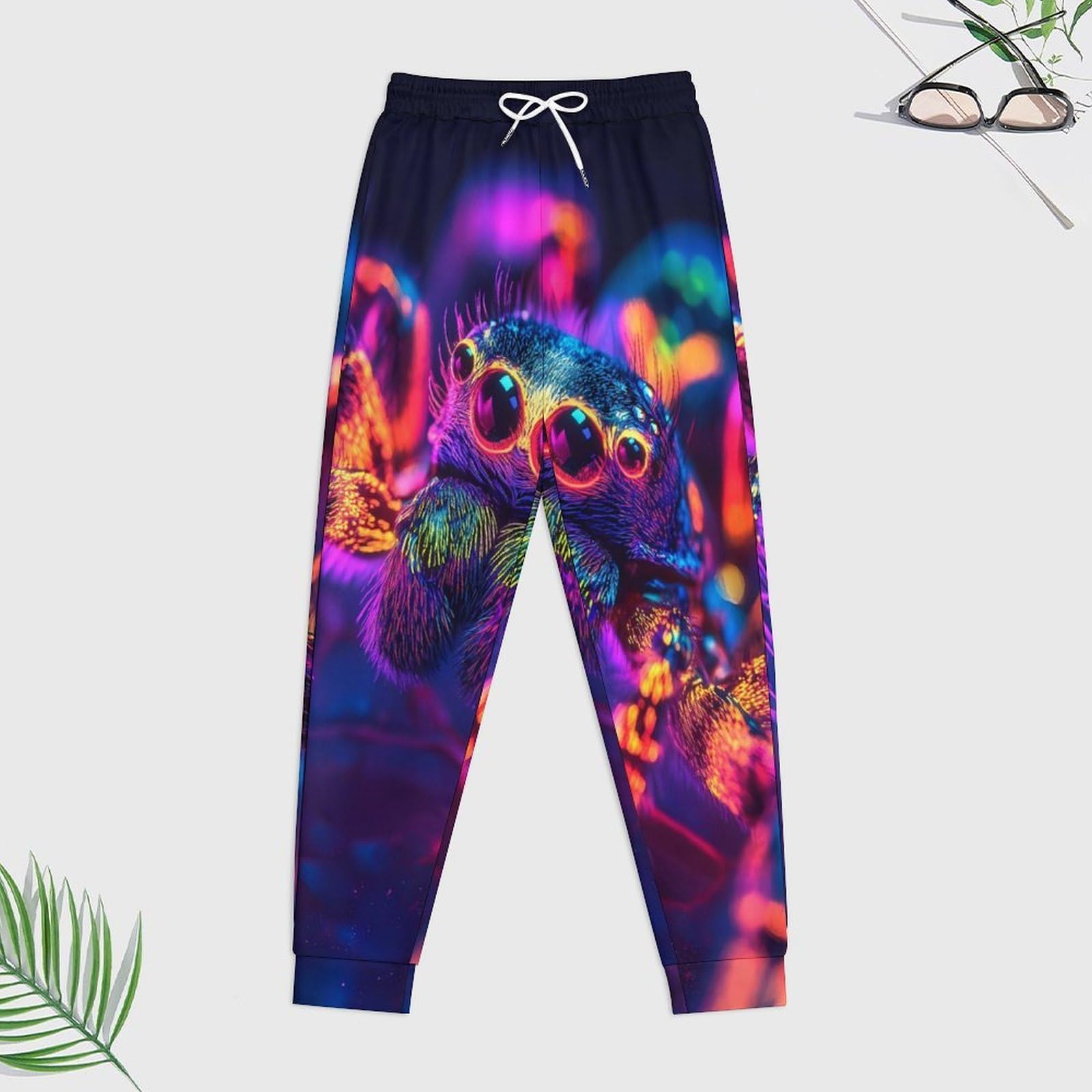 Neon Glowing Spider - Conjunto de sudadera de 2 piezas para hombre, conjunto de chándal casual, sudadera cómoda con capucha