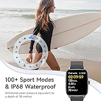 Vista 4 de Reloj inteligente para mujeres, reloj inteligente HD de 1.85 pulgadas, compatible con iPhone/Samsung/Android (respuesta/hacer llamadas), más de 100