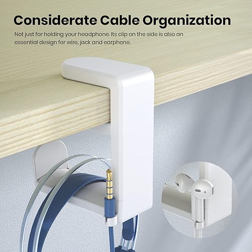 Miniatura 6 de EURPMASK - Soporte de gancho para auriculares para juegos de PC, soporte para auriculares con abrazadera de brazo ajustable y giratoria, diseño