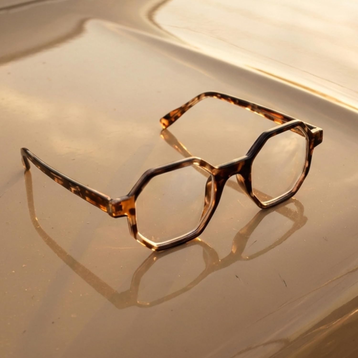 2SeeLife Oversized Hexagon TR-90 Reading Glasses for Men & Women – Medium–Wide Fit, Durable, Spring Hinges, Premium Readers, Brown Tortoise, +2.00