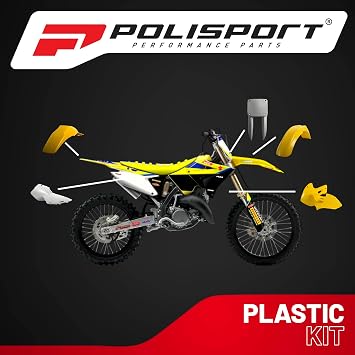 Polisport Motocross (MX) Replica Plastic Kit for Suzuki RM 125/250 (2001-08) Dirt Bike OEM Quality, Durable, Flexible & Perfect Fit Yellow/White