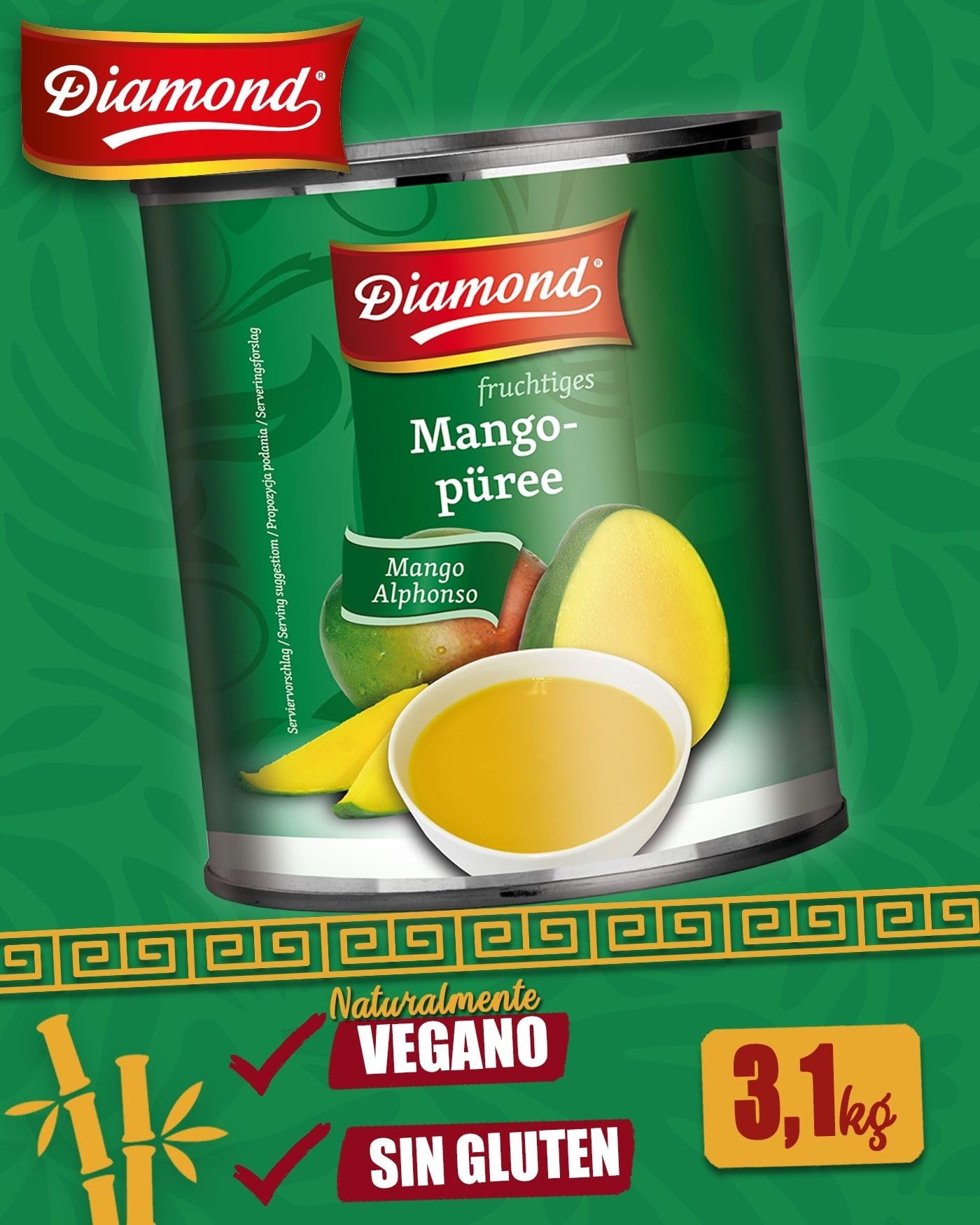 Puré de mango Alphonso, conserva de fruta en lata - 1 x 3,1 kg