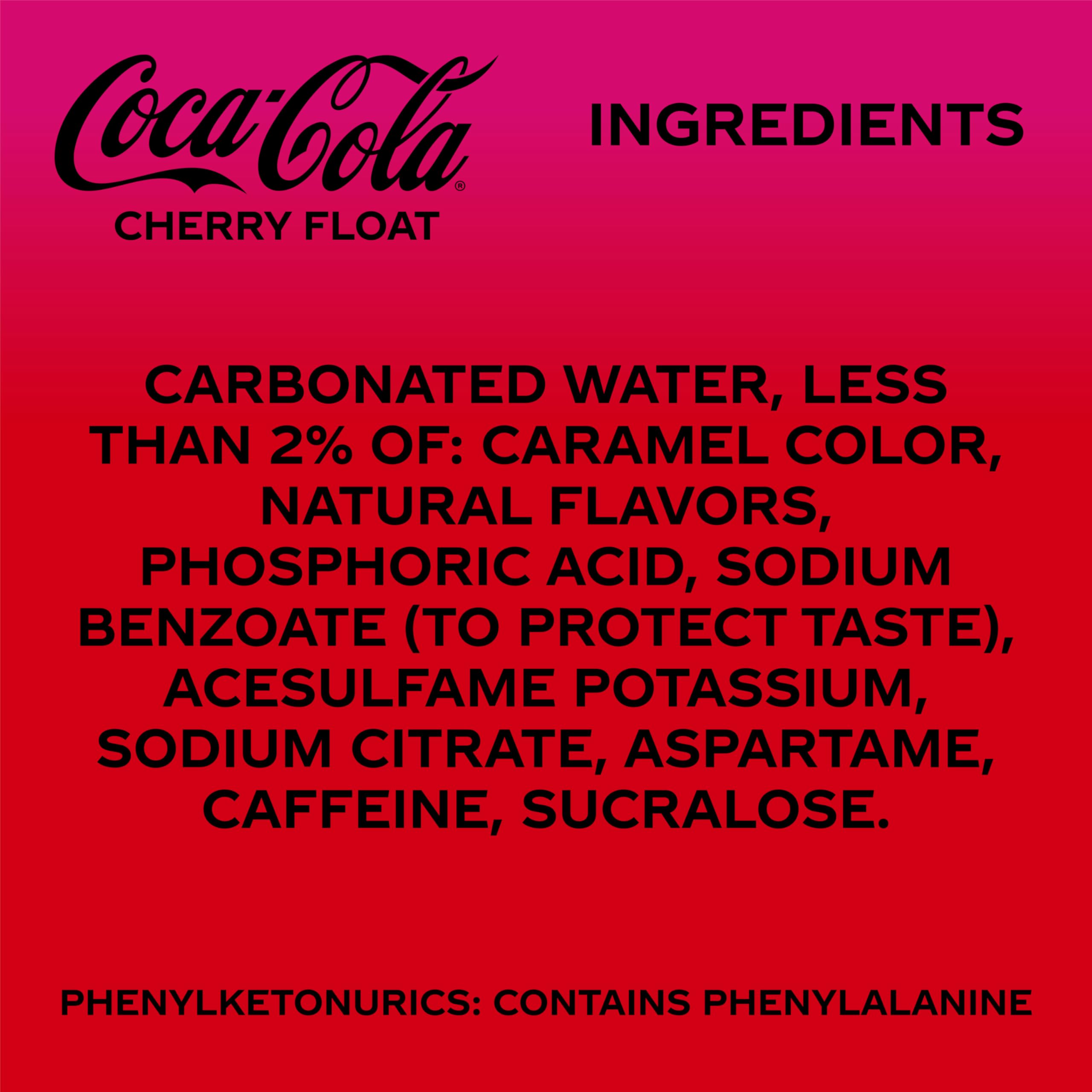 Coca-Cola Zero Sugar Cherry Float Soda Soft Drink Cans, 12 fl oz, 12 Pack