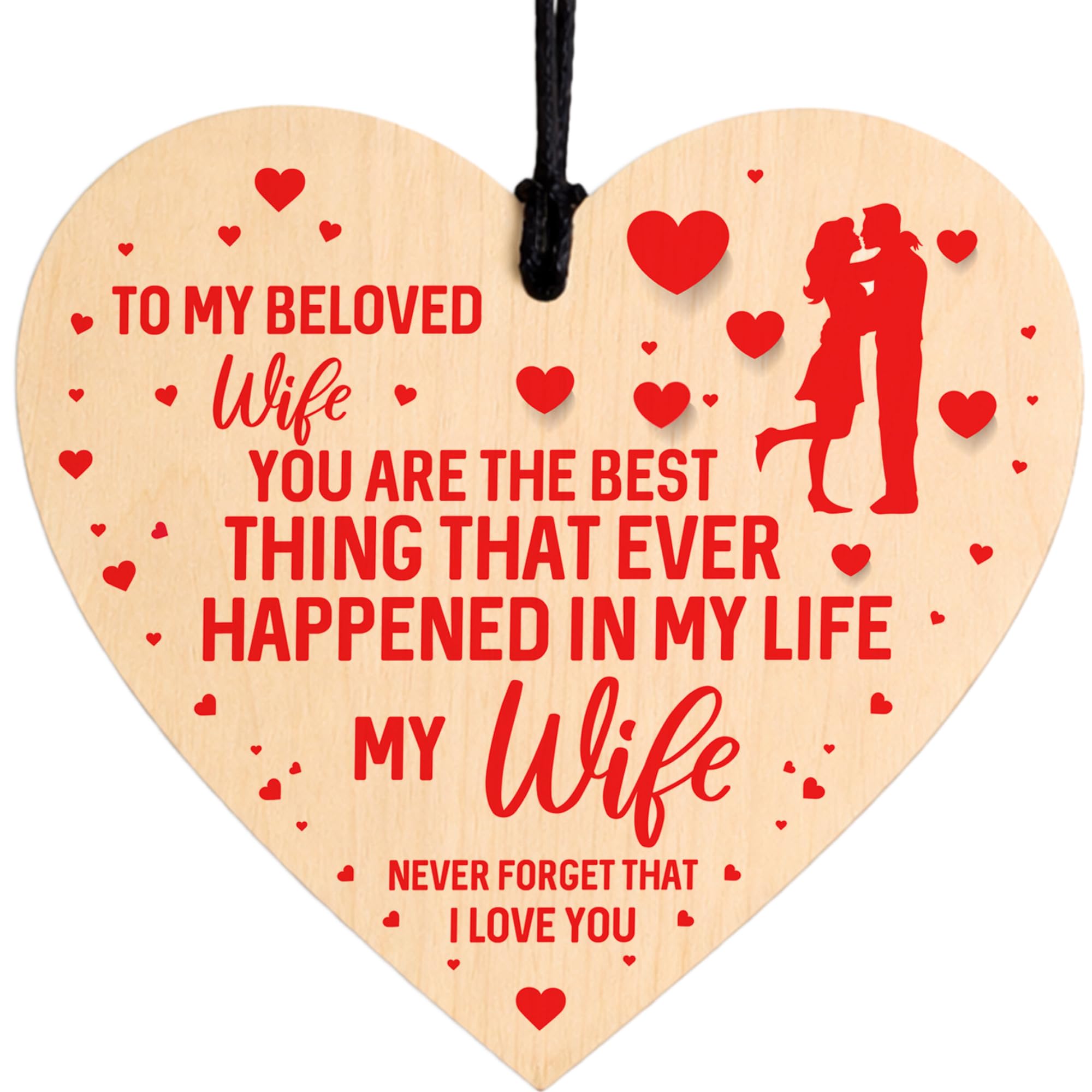 Red Ocean Wife Gifts From Husband For Birthday Valentines Anniversary Wooden Heart Love Romantic Gift For Wife