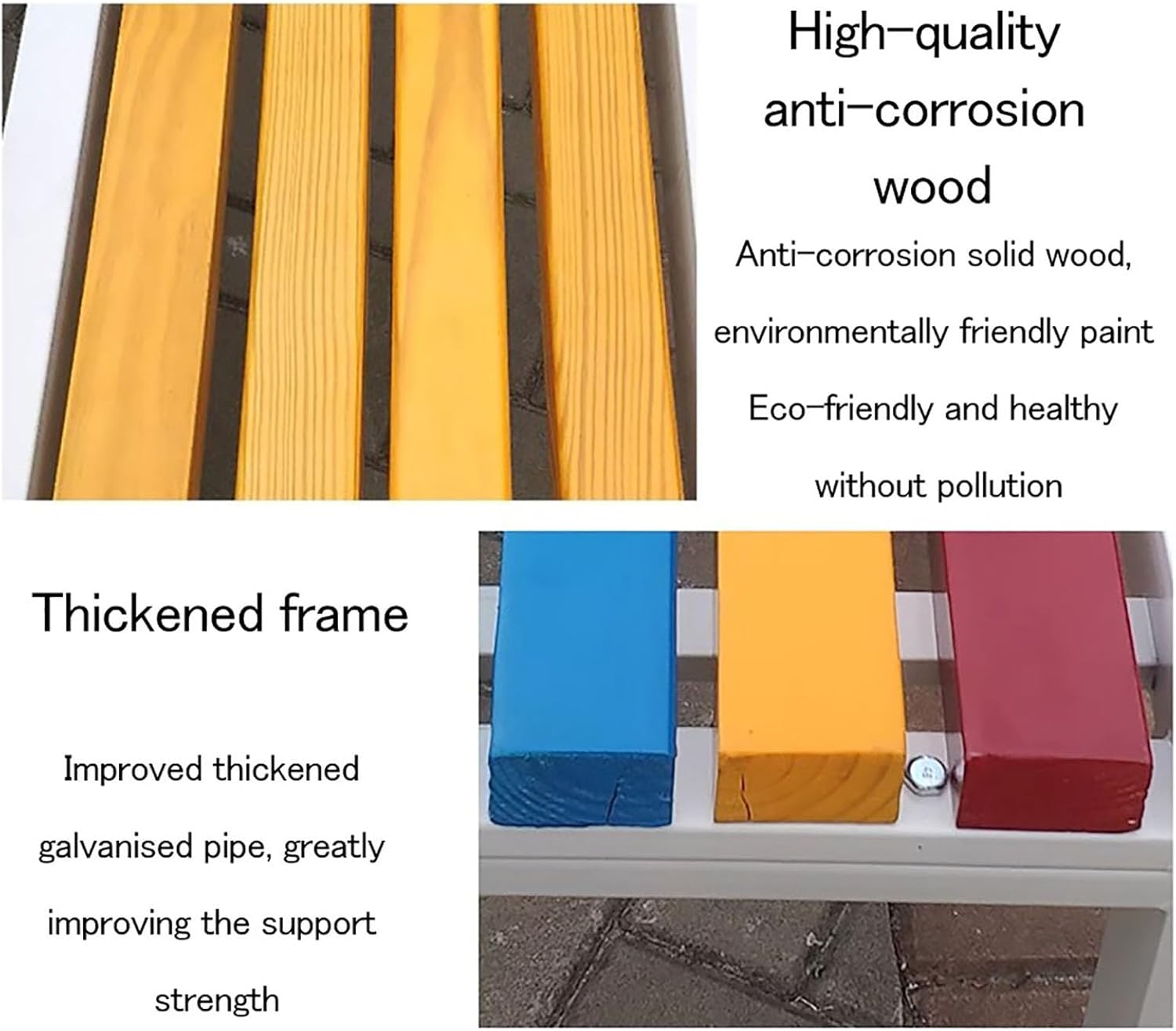 All-Weather Bench, Bench Outdoor,Using Iron Frame Anticorrosive Wood, Wind and Rain Resistant Dew Deck Bench, Suitable for Garden, Lawn, Porch, Park, Etc(Black,150 * 40 * 45)