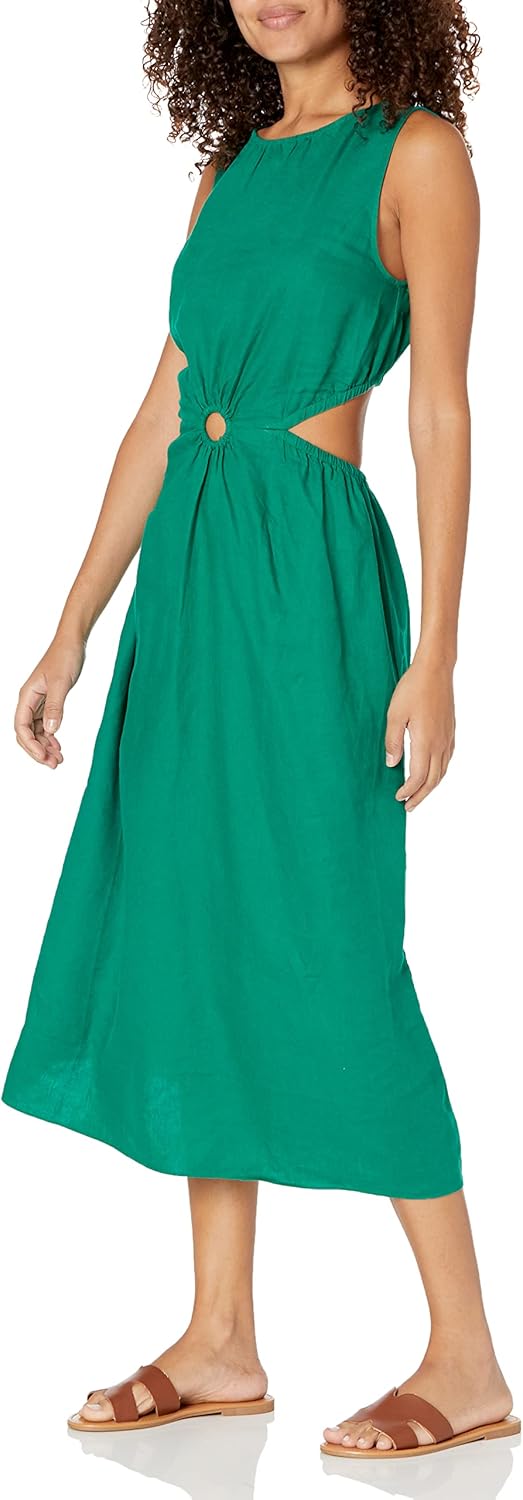 The Drop Womens Sade Linen Cut Out Midi