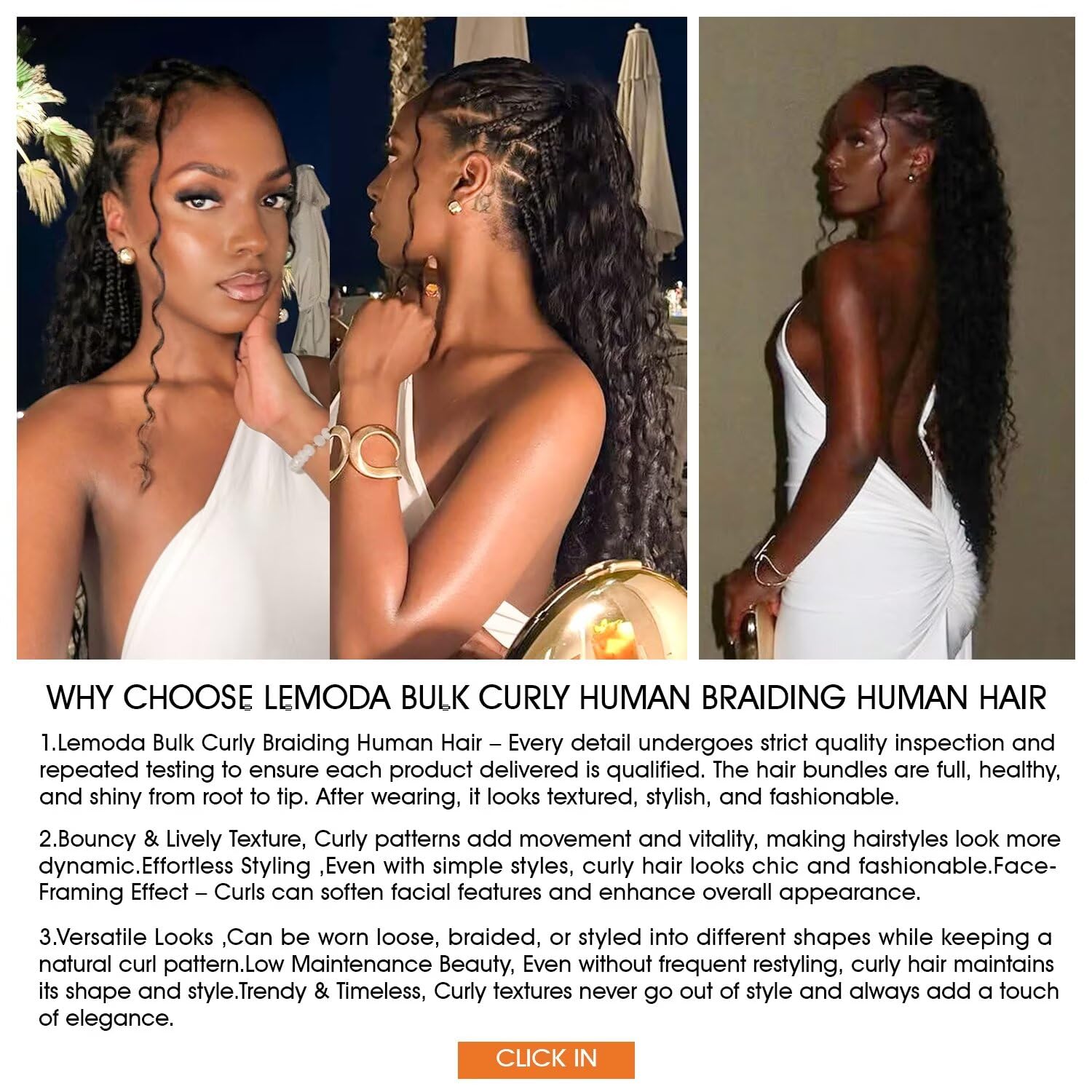 Lemoda Human Hair Braiding Extensions, Burmese Curly Spiral Ends