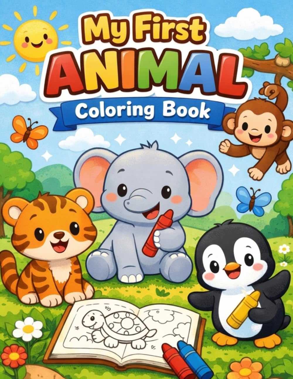 My First Animal Coloring Book for Kids Age 3-6: Fun & Easy Cute Animal Illustrations for Toddlers and Preschoolers