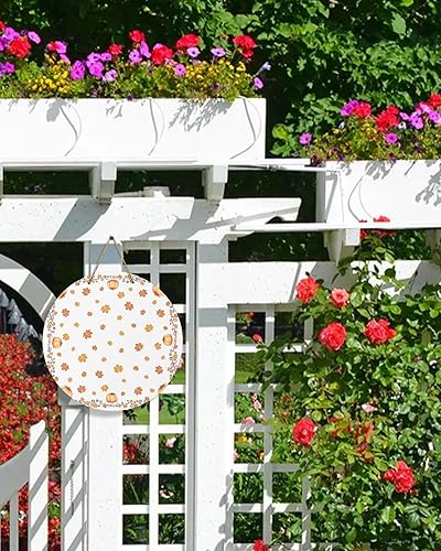 Miniatura 2 de Front Door Decoration Welcome Sign, Pumpkins Maple Leaves Fall Thanksgiving Farmhouse 10 Inch Round Wood Hanging Sign, Seasonal Wall Wreaths Porch