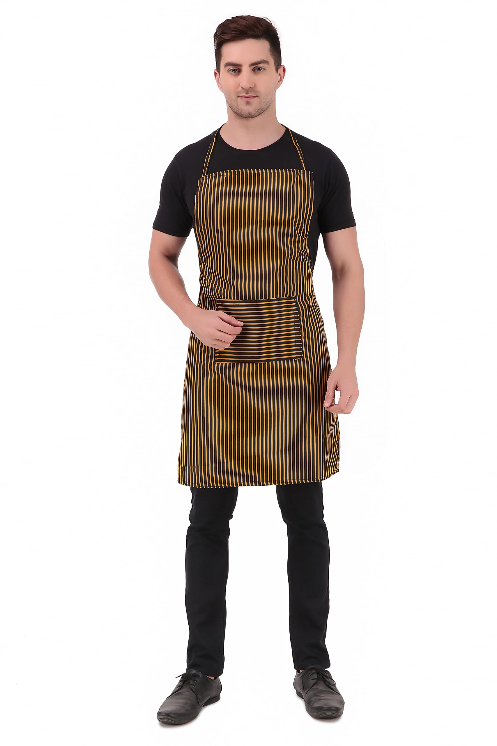 KODENIPR CLUB Men Women Hotel Cafe Restaurants Catering Cooking Kitchen Chef Apron (5, Yellow-Stripe)
