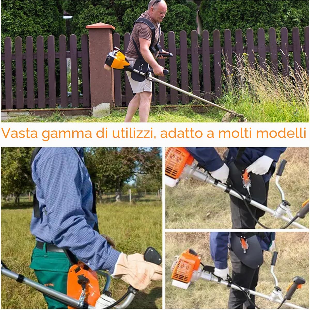 FGen - Tosaerba con imbracatura a doppia spalla, tracolla regolabile per tosaerba, cinghia professionale per decespugliatore, tosaerba con imbracatura a doppia spalla per decespugliatore o