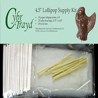 Cybrtrayd 4.5-Inch Thanksgiving Lollipop Supply Bundle, Includes 25 4.5-Inch Lollipop Sticks, 25 Gold Twist Ties, 25 Treat Bags and Exclusive Chocolate Molding Instructions