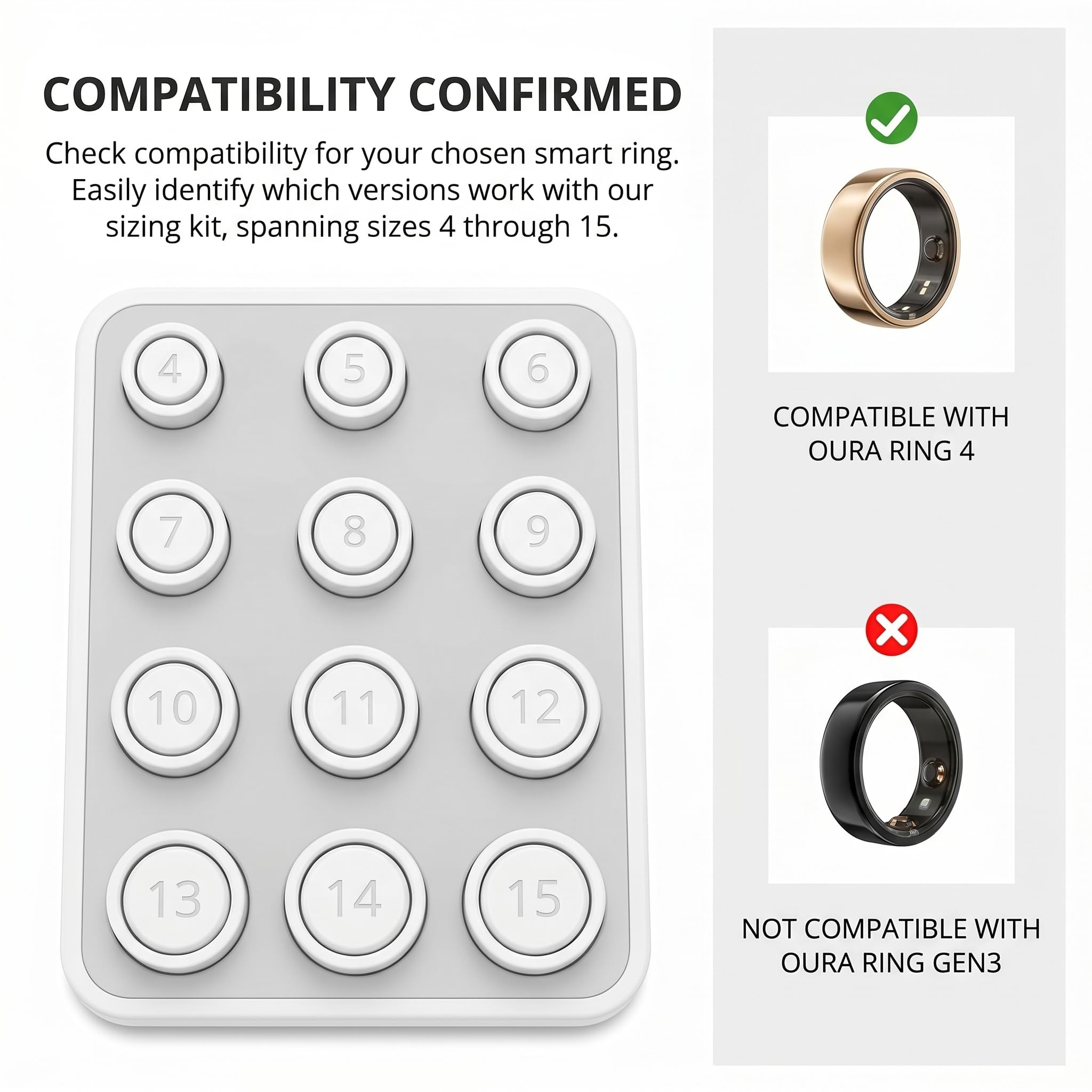 Baguier Mesure Doigt Français, Mesure Doigt pour Bague en Plastique, Outil de Mesure Bague avec Douze Tailles de 4 à 15, Kit Mesureur Tour de Doigt Portable Blanc pour Hommes et Femmes