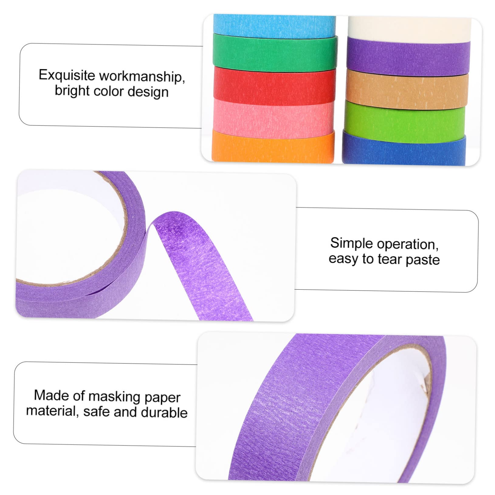 Farbiges Abdeckband 12 Rollen für Malerarbeiten Papier | Einseitig Klebend, Leicht Abziehbar, für Wände und Fahrzeuge, 12 Stück Packung für Selbstgemacht Projekte