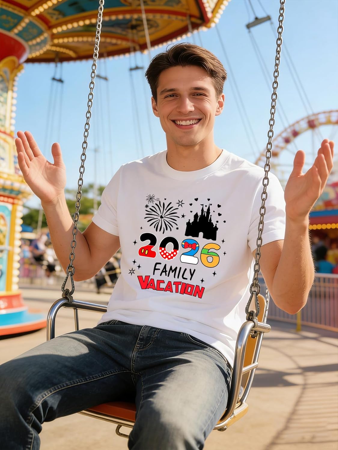 Family Matching Outfits 2026 Magical Kingdom Family Graphic Tee Cruise Trip Summer Vacation Travel Tops - Image 3