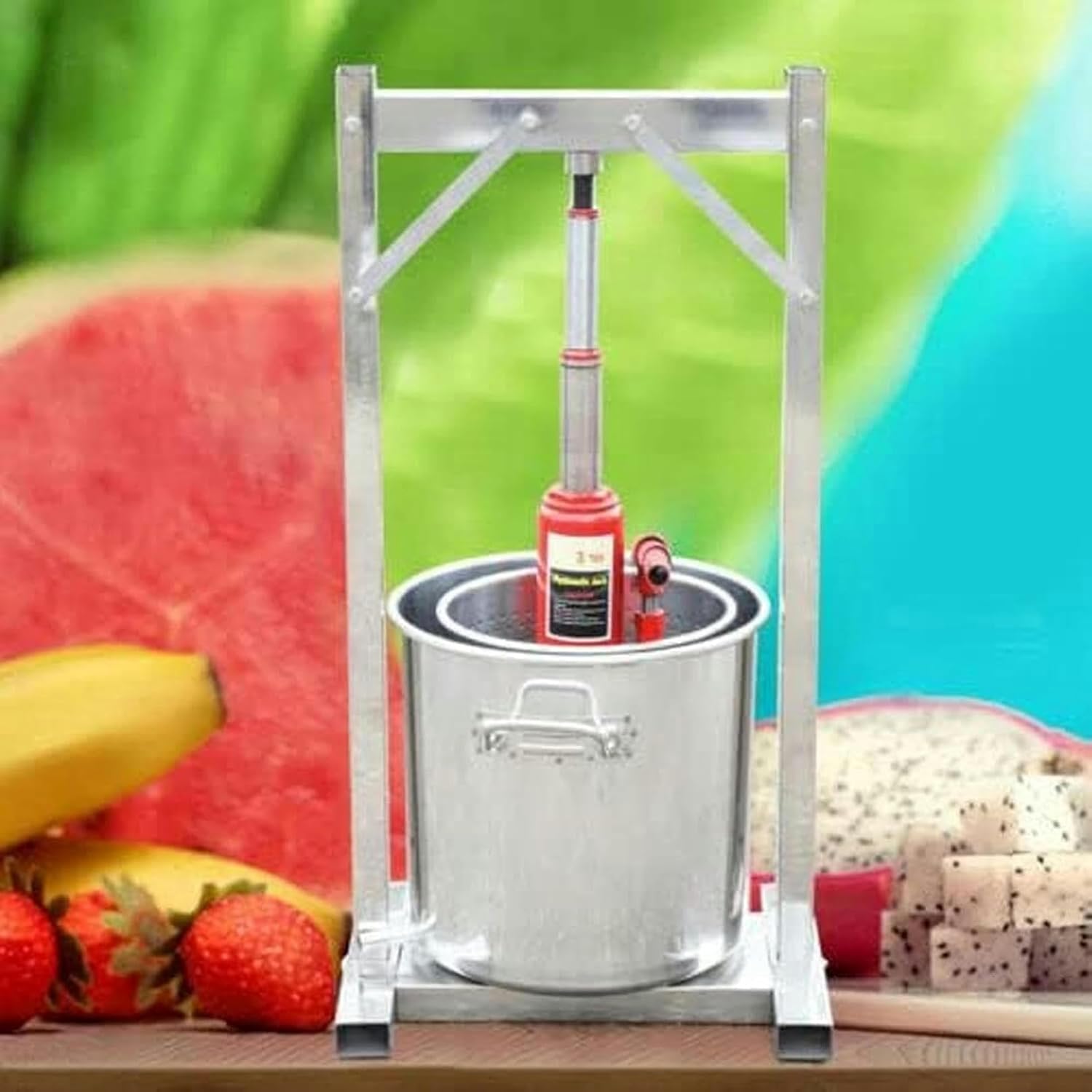 12L Fruit Wine Press Grape Crusher Juice Maker with Hydraulic Jack 304 Stainless Steel Fruit Press Cider for Wine, Cider, Vegetables Making Fruit Crusher