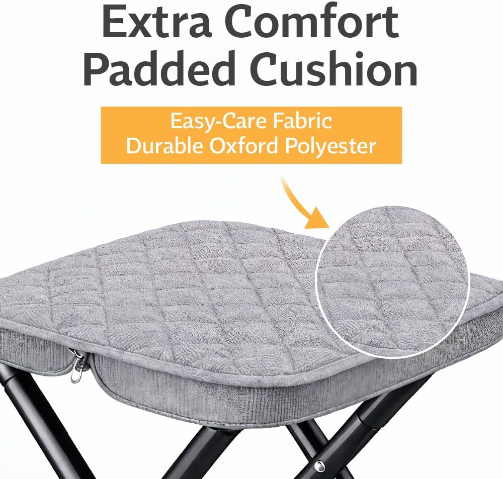 Premium Portable Folding Camping Stool with Carry Bag, Lightweight Compact Outdoor Seat, Heavy Duty Steel Frame, Small Travel Stool for Camping, Hiking & Fishing