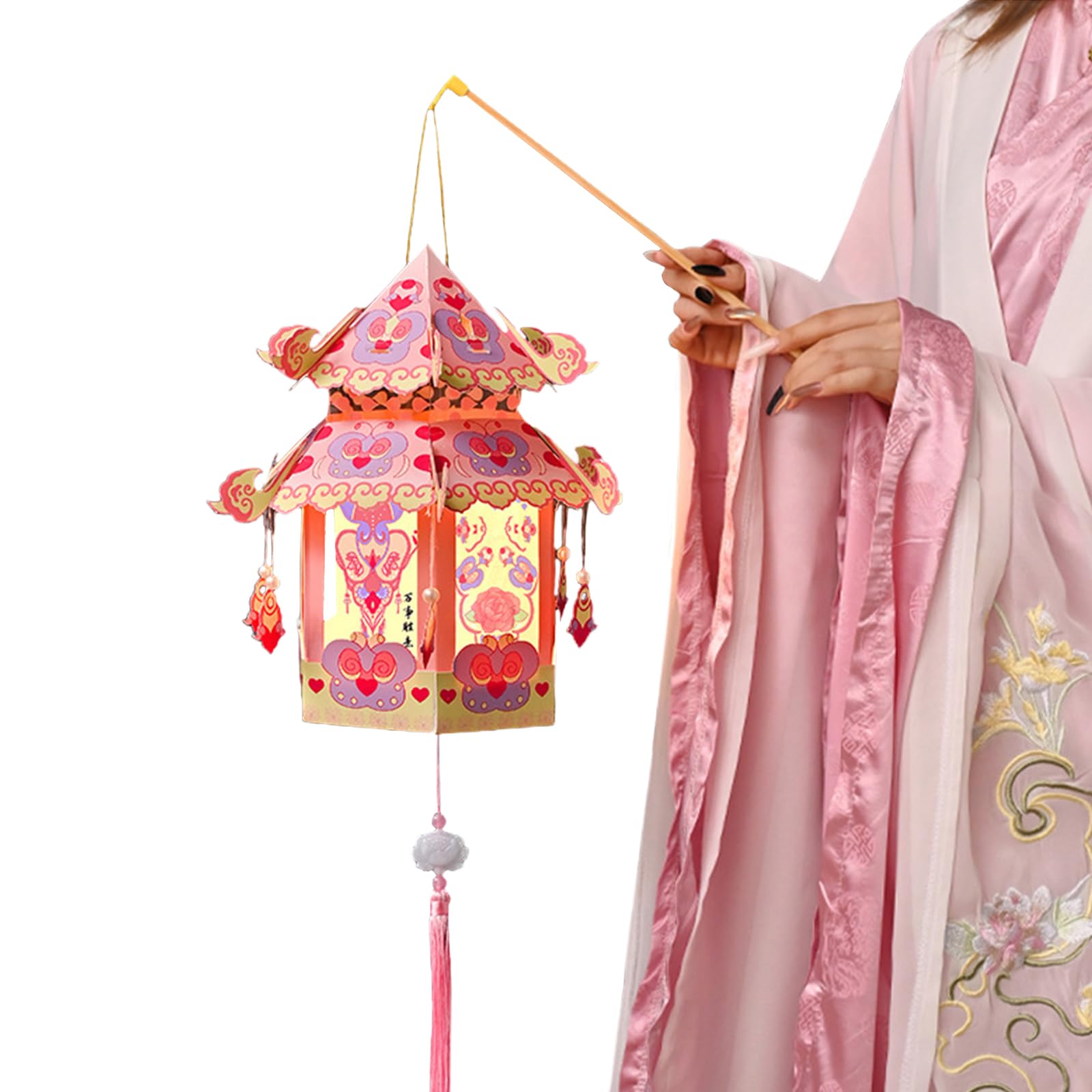carotoe 5Pcs Traditional Chinese Light Decors Autumn Festival Light Elegant Paper and Plastics Crafted Ornament Elegant