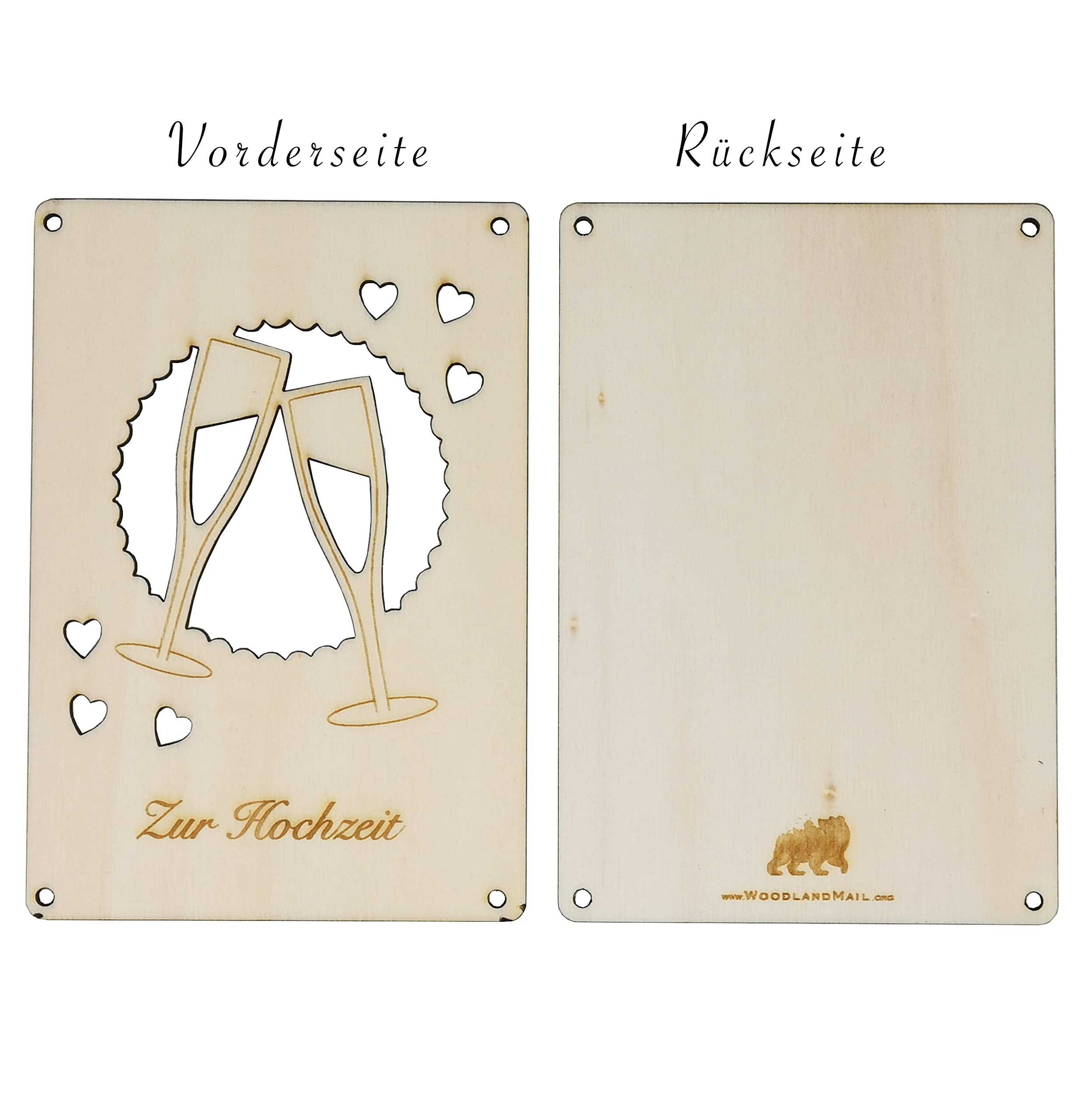 Holz Hochzeitskarte - Hand In Hand Ein Leben Lang