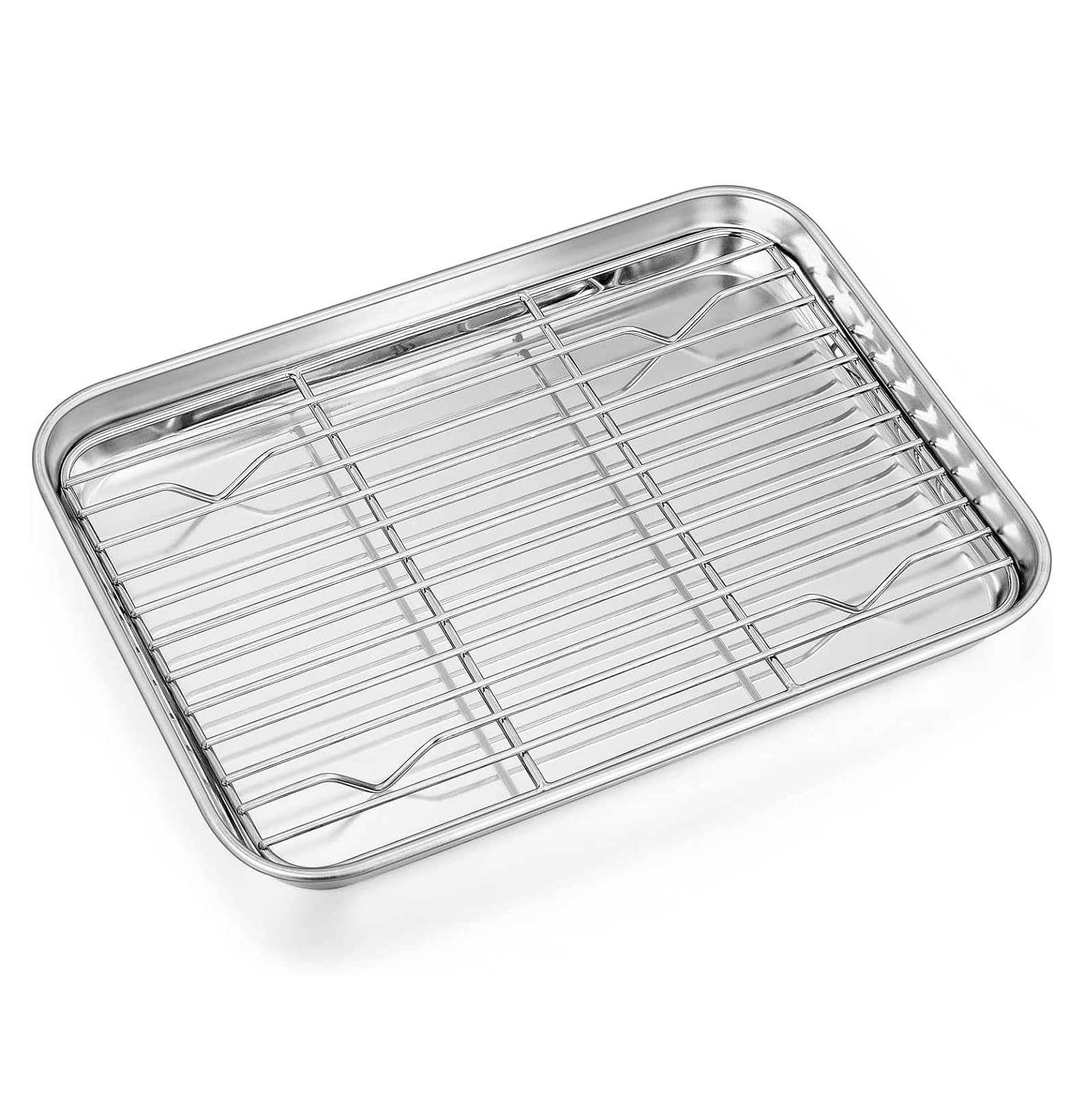 Baking Sheets with Cooling Rack Set, Stainless Steel Baking Tray for Oven, Baking Sheet & Grates 2/1, Cookie Pan Organizer Rack Nonstick Heavy Duty Kitchen Bakeware Medium
