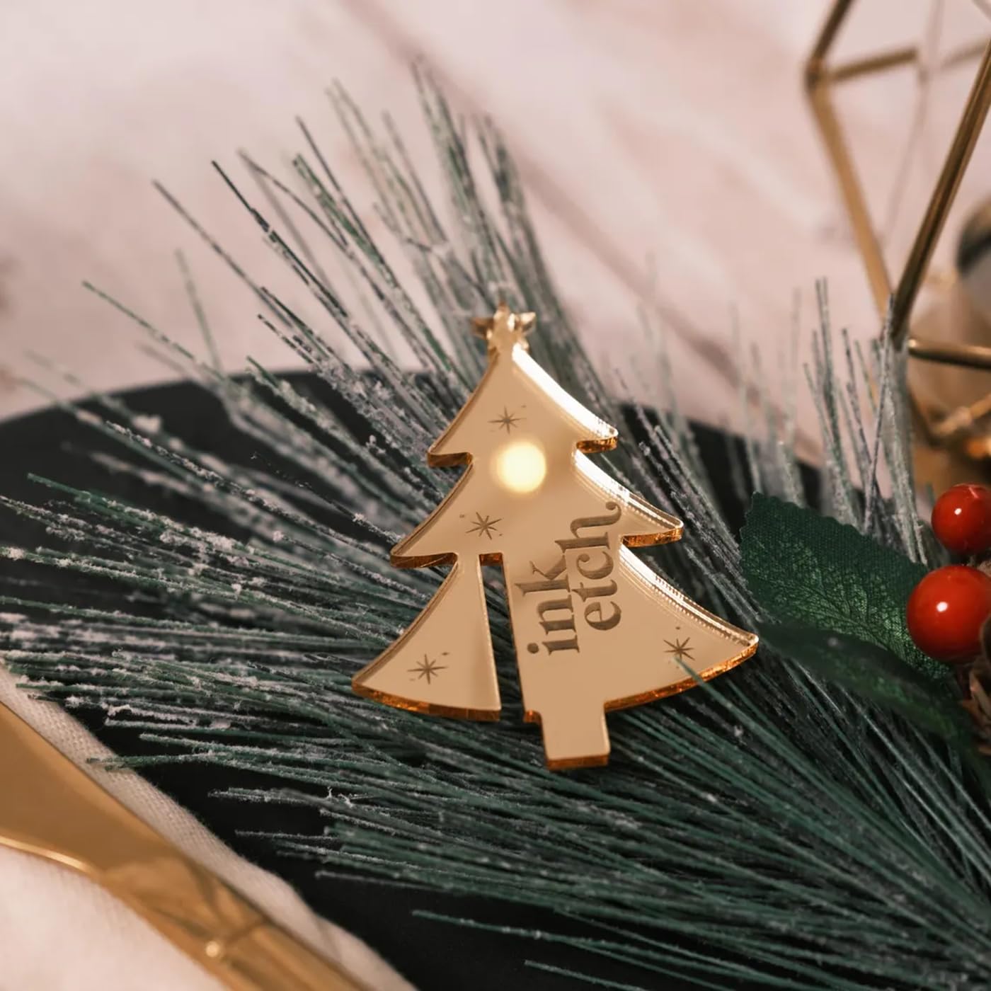 Lot de 100 étiquettes de Noël pour verres à vin - Décorations de table pour cocktail - Cartes de table personnalisées (argent miroir, 100 pièces)