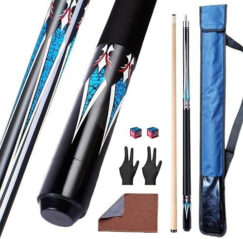 Juego de palos de taco de billar Sinkkuma, palos de taco de billar de 58", palo de billar de arce de 1/2 de 19/20 oz, punta de taco de 13 mm, taco