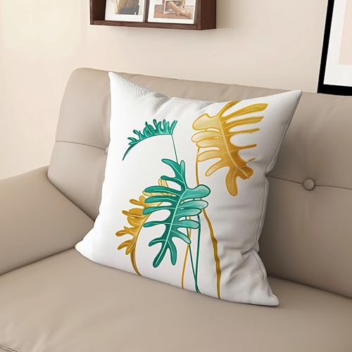 Miniatura 8 de Funda de almohada de estilo lujoso con patrón de hojas para decoración del hogar, funda de cojín cuadrada con impresión digital, perfecta para sala