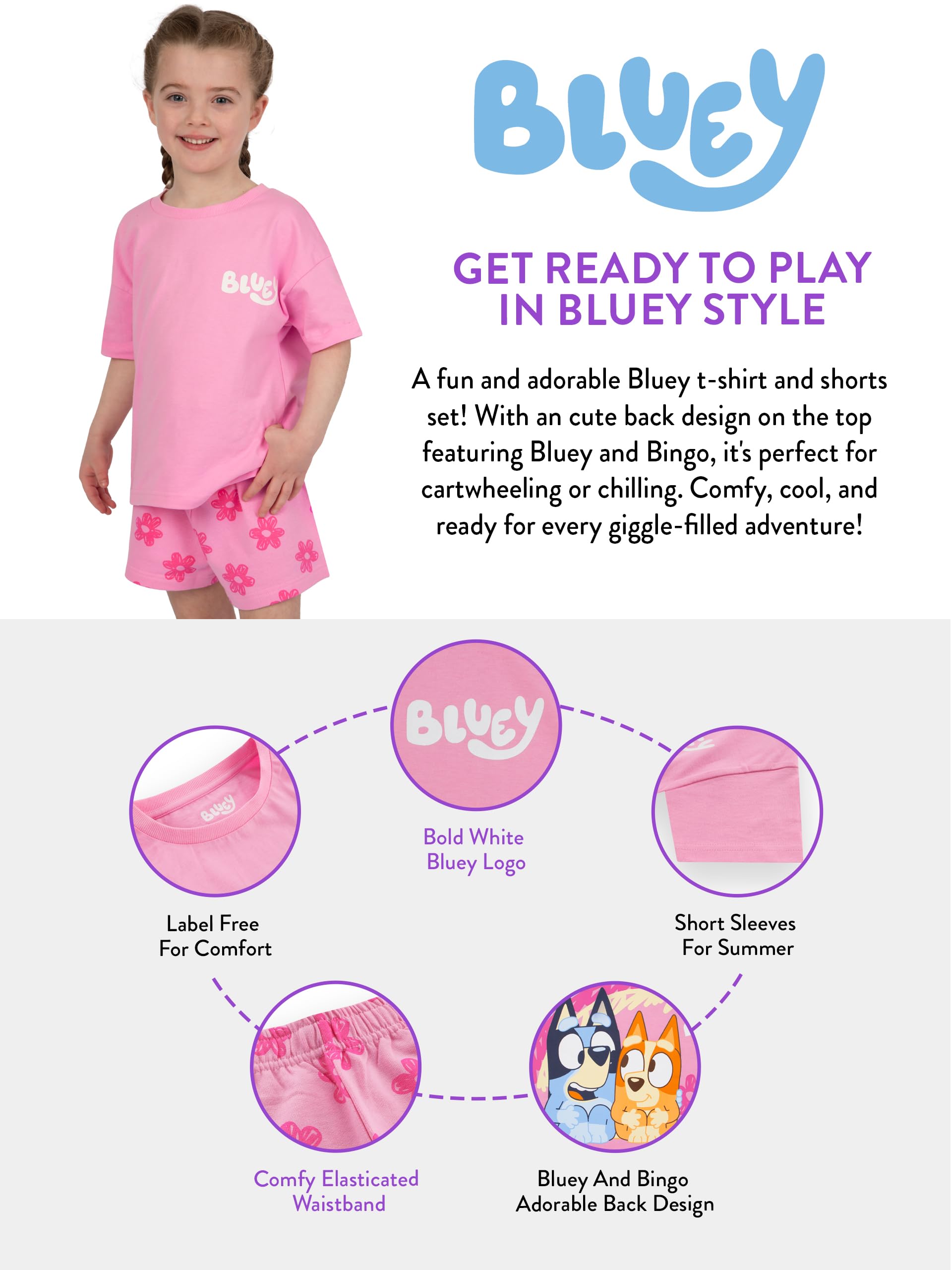 BlueY Mädchen T-Shirt Und Shorts Set, Bingo Outfit Set, Sommerkleidung Für Mädchen