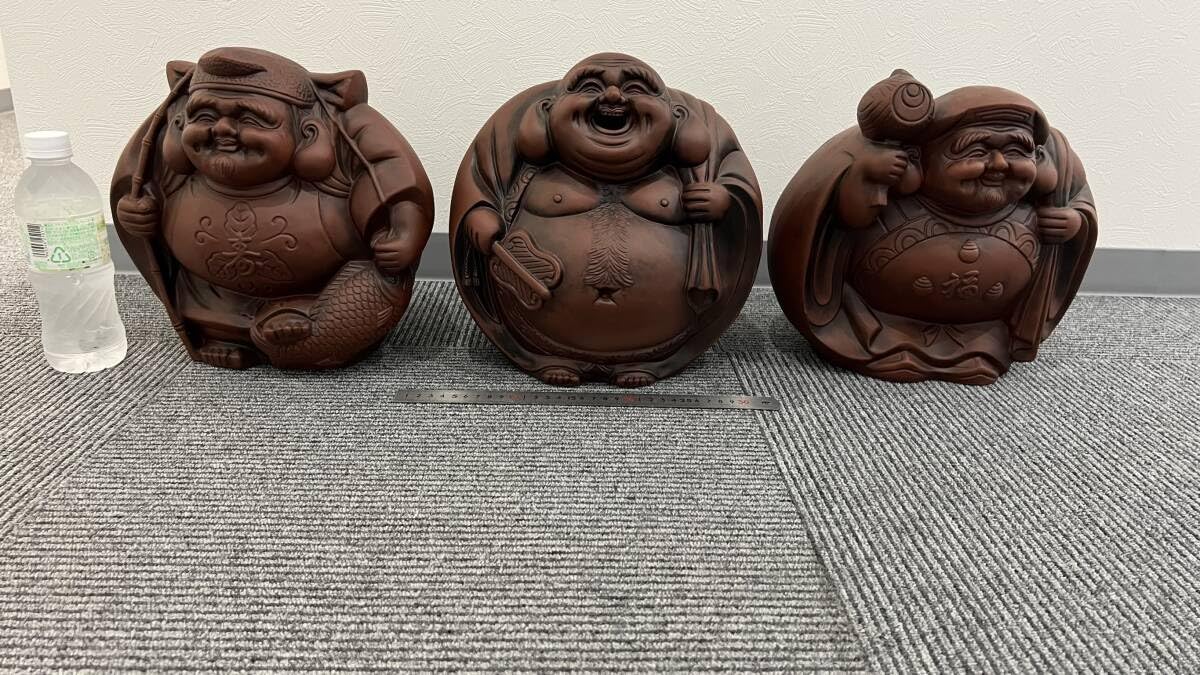 Amazon.co.jp: 布袋様 七福神 縁起物 商売繁盛 置物 3体セット