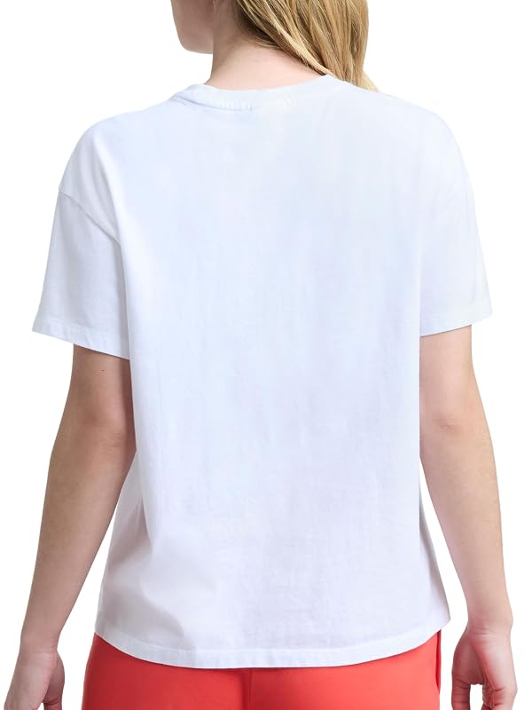 Champion Women's Classic Short Sleeve Graphic T-Shirt, Loose Fit, Script Logo, Bright White - Tonal Script Logo, Large by Champion - Used condition - Image 2