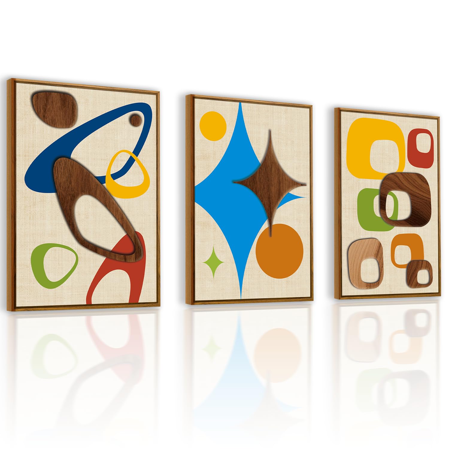 Photo 1 of QTUSYUR 3-Piece Mid Century Modern Geometric Wall Art
