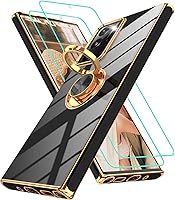 Vista 222 de Gritup Funda para Samsung Galaxy A14 5G: Funda para Samsung A14 2 piezas, protector de pantalla, soporte de anillo de rotación de 360°, soporte