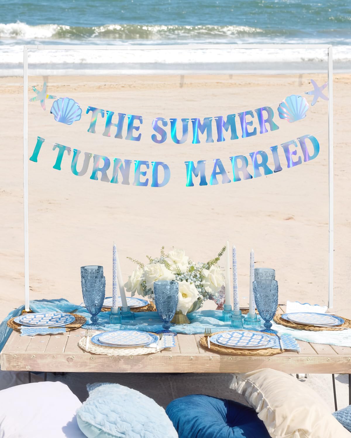 xo, Fetti The Summer I Turned Married Banner - Iridescent Foil | 6 Ft